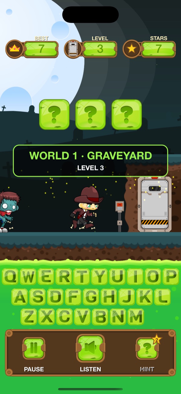 World 1, Graveyard: a full moon over the tombstones