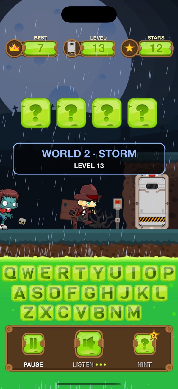 World 2, Storm: rain falling over the graveyard